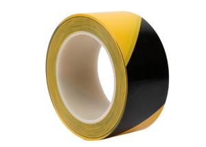 China 50mm Stripe Floor PVC Warning Tape Black Yellow Insulation Tape For Pipe Plastic factory
