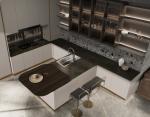 Luxurious Plywood Modern Modular Kitchen Cabinets PET Door Panel