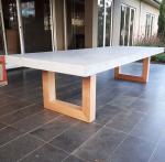 High durable grc cement concrete table with steel wood leg concrete table sets