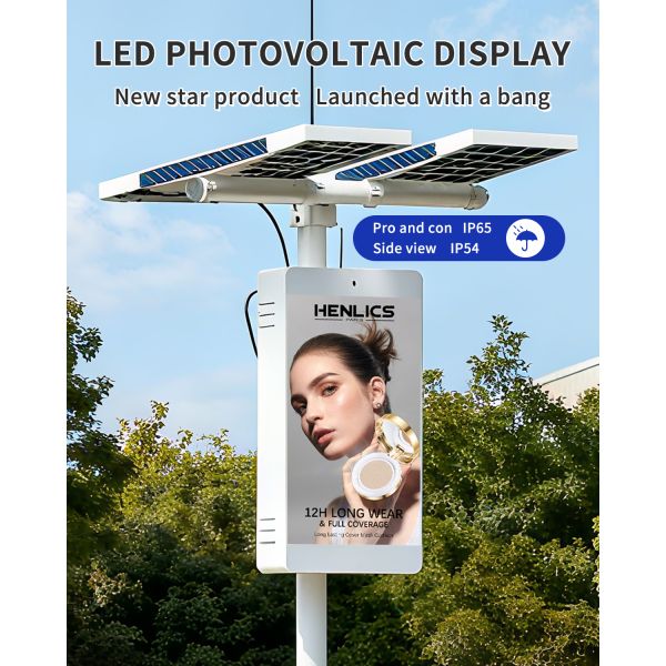 Outdoor Solar Light Pole LED Display with 2-5 Years Warranty 100000 Hours Life Span and Energy Saving