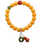 Fashion Jewelry Round Donut Yellow Amber Natural Yellow Piebald Amber Bracelet