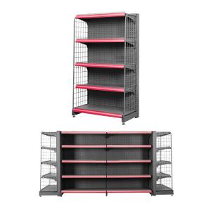 China Wire Mesh Back Panel Metal Wire Display Shelving For Supermarket Retail Store factory
