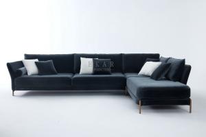 China Modern Home Furniture Metal Frame L Shaped Corner Velvet Sectional Sofa factory