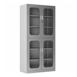 China 4 Galss Door Double Tiers Stainless Steel Storage Cabinet With Adjustable Shelves factory