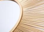 Round Mirrored Wall Art Gold Sunburst Square Metal Frame Modern Home Decoration