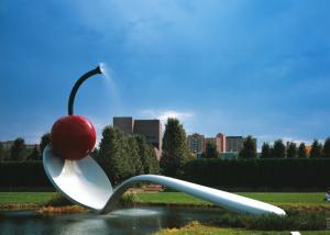 China Large Painted Spoon Sculpture Stainless Steel Water Feature Unique Design factory