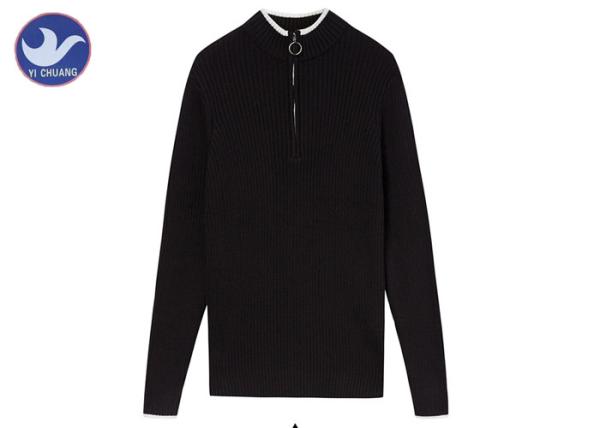 Stand Collar Men's Quarter Zip Sweater , Mens Turtleneck Zip Up Sweater Ribbed