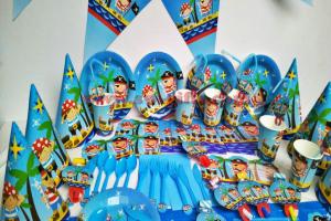China Baby pirate party set supplies kids birthday suppliers boy child Decorations high quality luxury set wholesale factory