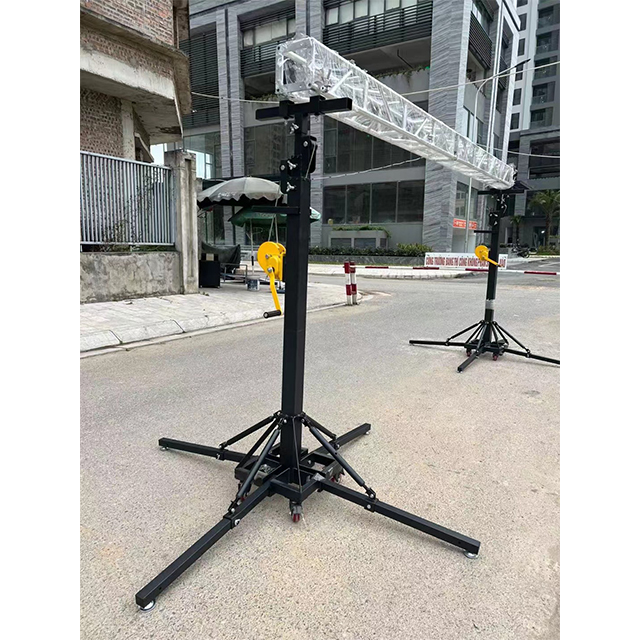 6M Height Telescopic Mobile Truss Lift Stand Square Sound Lighting Events Hand Crank Stand