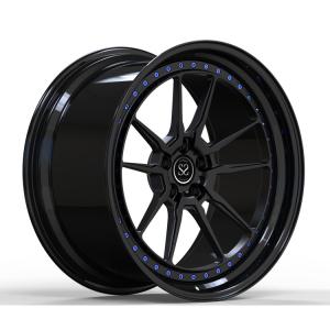 China Gloss Black Lips 2 Piece Forged Wheels For Volkswagen T6 20inch Satin Face Rims factory