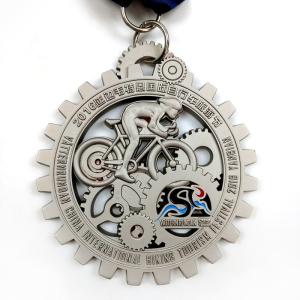 China Custom Hollow Out Personalised Cycling Medals With Matt Nickel Plating factory
