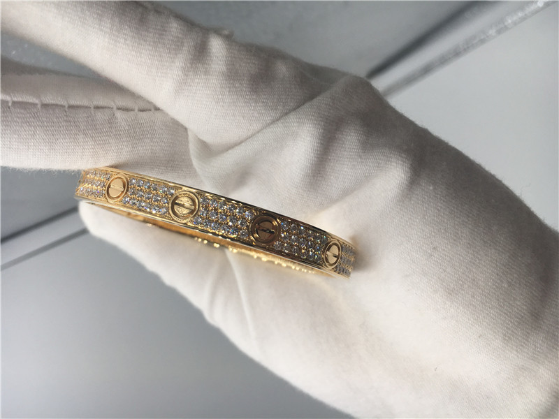 Diamond High End Custom Jewelry Love Bracelet 18K Yellow Gold