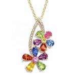Fashion 10MM Trillion Cut Mystic Topaz Pendant Necklace CZ Stone Multi Color