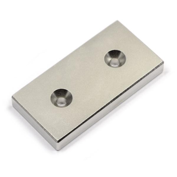 Kellin Neodymium Magnet Block with Countersunk NdFeB Block Magnet with Two