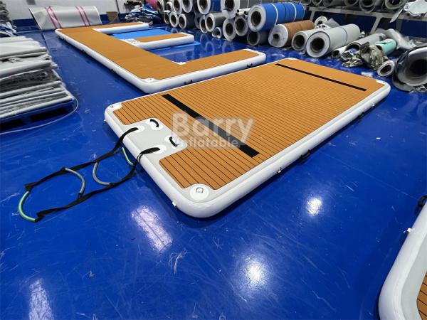 Sun Bathing Swim Play Wakeboard Customized Color Inflatable Dock With Teak