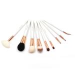 White Wooden Handle Synthetic Makeup Brush Set 9pcs With Case