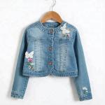 Washed Long Sleeve Kids Denim Clothes Girls Denim Jacket Slim Type Breathable