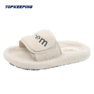 China Ladies Indoor Faux Fur Soft Fluffy Slippers For Winter factory