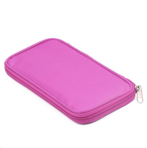 Custom Polyester Zipper Pink Cosmetic Bags , Women's Makeup Bag With Brush