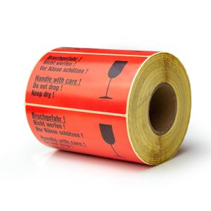 Custom Printed Waterproof Fragile Warning Label Handle With Care Warning Sticker