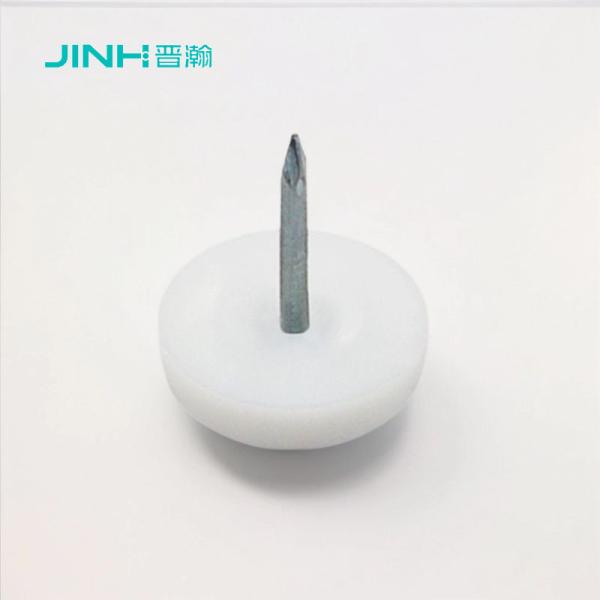 16mm Furniture Feet Nail In White Pe Plastic And Zinc Plated Nail For Wood