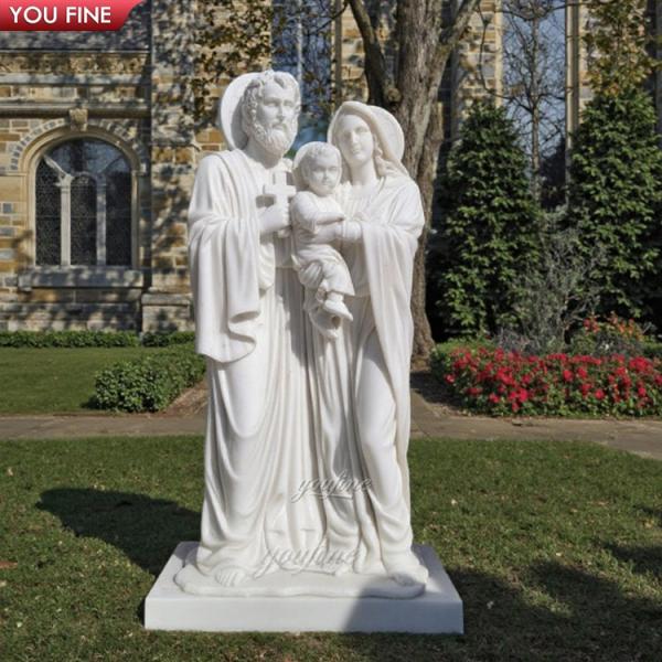 Customized Large Life Size Religious Sculpture Garden Decorative Pure White Marble Holy Family Church Statue
