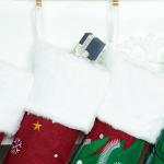 Set of 4 Family Christmas Stockings Carry The Tree Together Embroidery Red
