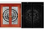 Decorative Wrought Iron Glass For Door Agon Filled 22*64inch Size Shaped