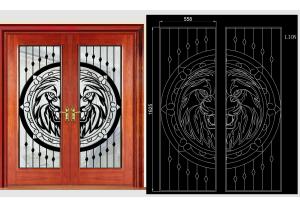 China Decorative Wrought Iron Glass For Door Agon Filled 22*64inch Size Shaped factory