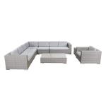 Large Size L Shape Garden Sofa PE Wicker Outdoor Sofa 8 Piece Rattan Outdoor