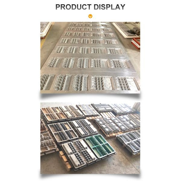 Close-up of aluminum pulp egg tray mold