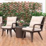 Modern Design Woven PE Rattan Armchair and Dining Table Set for Outdoor Villa
