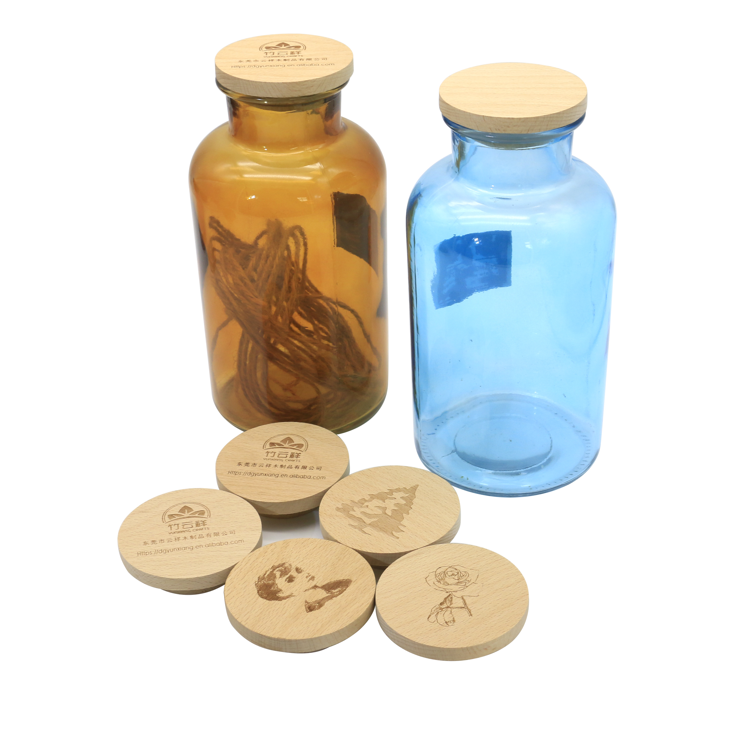 Custom Round Cosmetic Bottle Caps Non Spill Cream Bottle Wooden Lid