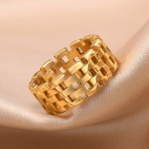 Wedding Stainless Steel Rings 8mm Gold Plated Third Party Appraisal With Hollow