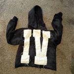 Black Full Zip Up Hoodie Rhinestone Men'S Cropped Raw Hem Hoodie Streetwear