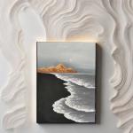 Hand Painted Modern Wall Art 3d Sea Wave Texture Sand Beach Abstract Relief