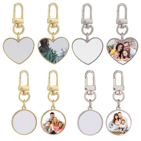 Blank Round And Heart Shape Sublimation Key Ring Bag Hanging Ornaments