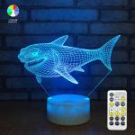 7 Colors RGB Shark Gifts 3D LED Illusion Lamps For Girls Bedroom