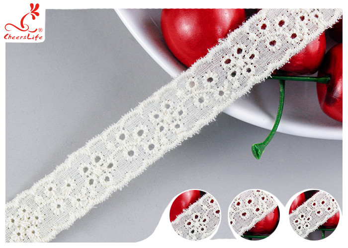 Fashion Embroidered Floral Cotton Eyelet Lace Trim For Nighty Trade Assurance