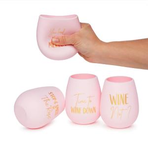 China Beach Food Grade Silicone Stemless Wine Glasses 12oz Recyclable factory