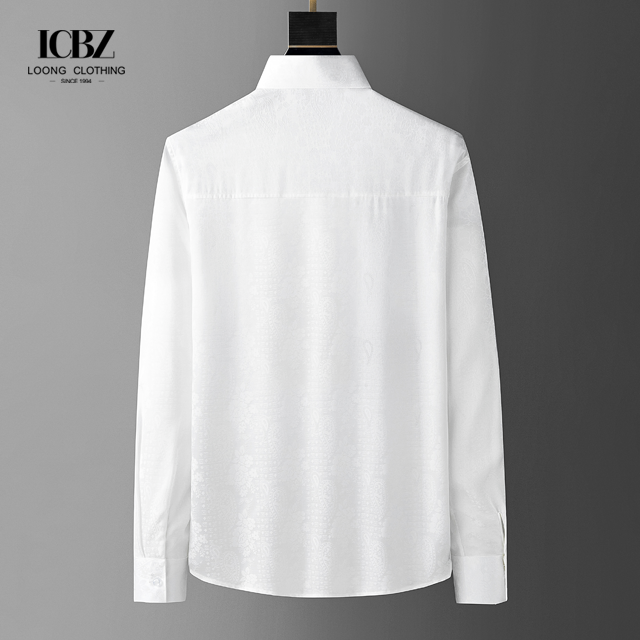 Black Large Size Long Sleeve Cotton Printed Shirt for Men Casual Shirts Slim Fit