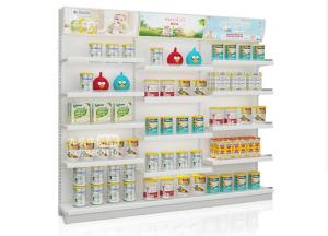 China 100kg / Layer Supermarket Display Racks With LED Light 65Kg Capacity factory