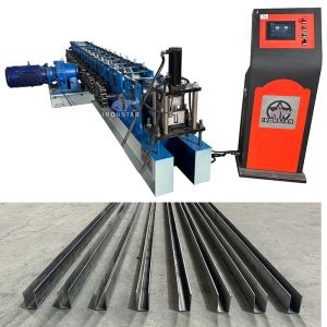 China 30*50mm and 30*70mm 2 sizes in 1 U guide rail roll forming machine for Nicaragua shutter door track machine factory