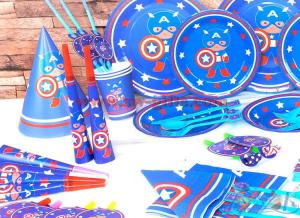 China Captain America New Kids Birthday Party Decoration Set Birthday brown bear Theme Party Supplies Baby Party set factory