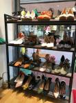 Black Modular Shoe Store Display Shelves Stable Structure For Shoe Specialty