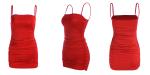 Spaghetti Straps Club Stretch 66cm Sleeveless Pleated Bodycon Dress