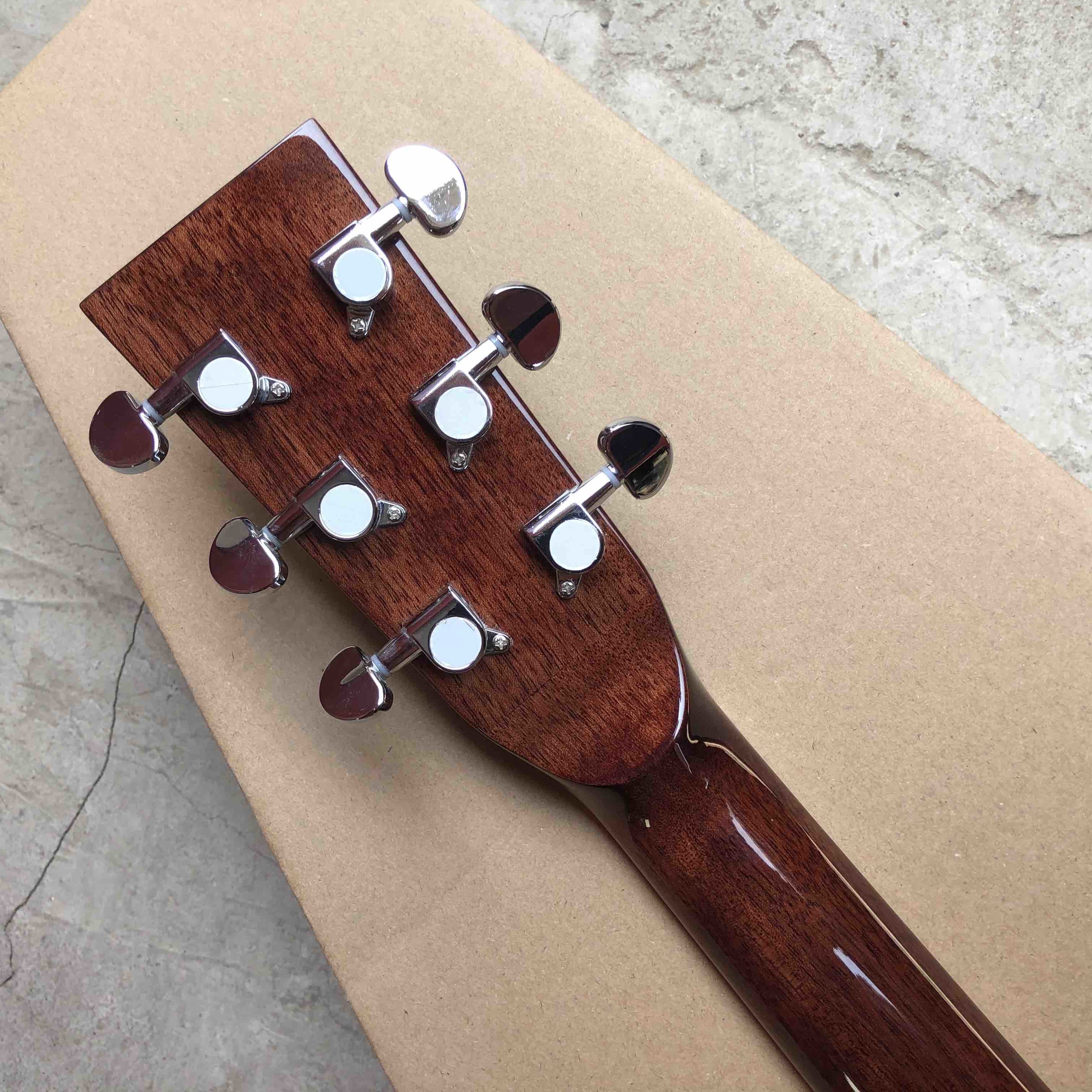Custom 2020 New Real Abalone Aaaa All Solid Spruce Round Body Maple Binding Acoustic Guitar