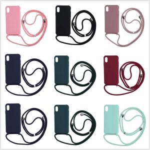 China Liquid Silicone Nylon Rope Strap Shockproof Phone Cases For Iphone 6 7 Pro Max factory