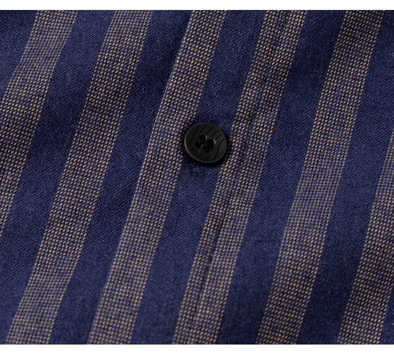 Breathable Dark Blue Long Sleeve Cotton Shirt for Men's Casual Fashion in Autumn 2021