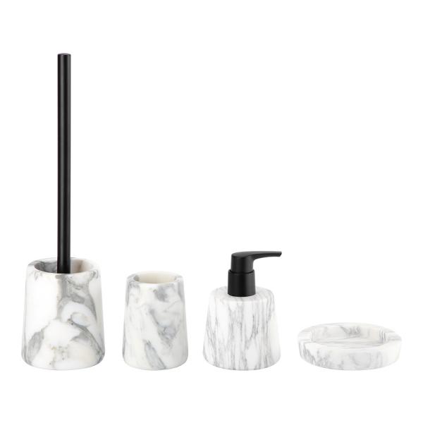 Nature Marble Bathroom Set Round Great Flower White With Black Part Marble Hand